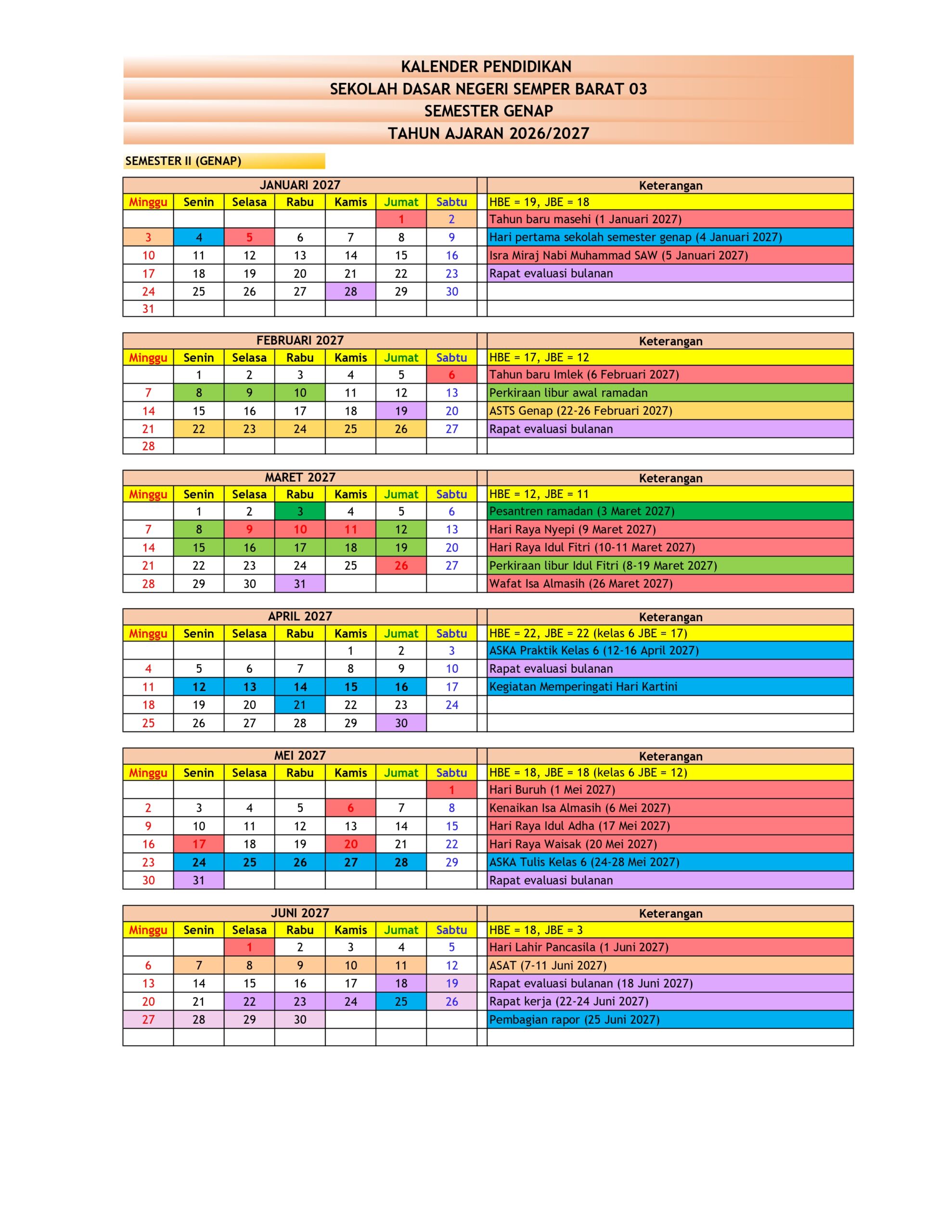 Kalender Akademik Tahun Ajaran 2027